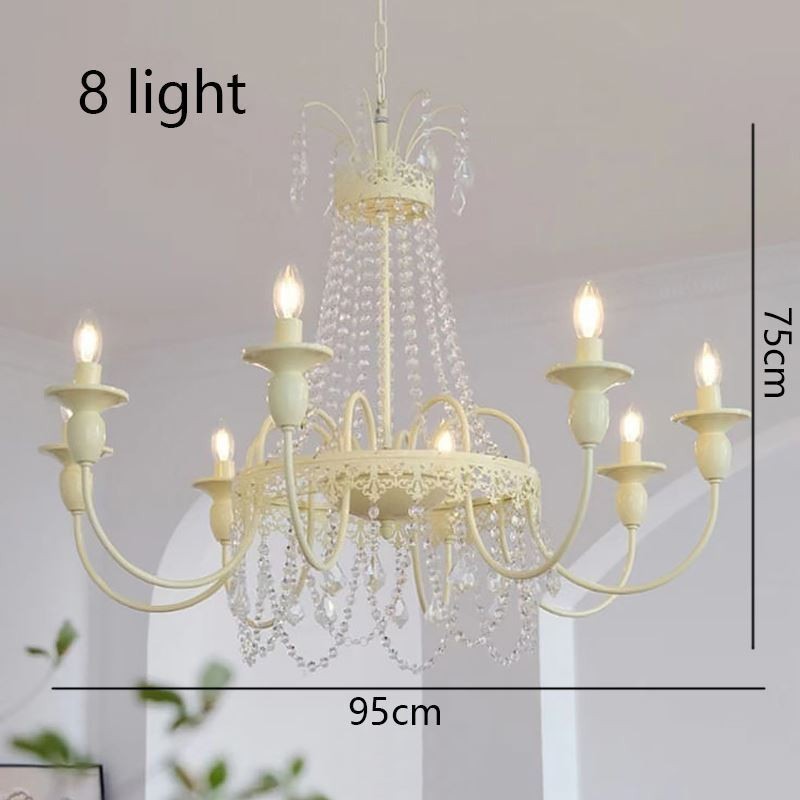 Lustre en cristal nordique, plafonnier crème peint