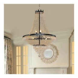 Lustre classique en cristal noir style Empire, 9 lumières
