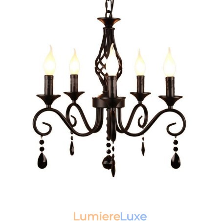 Lustre rustique en fer forgé 5 lumières Lustre rustique en fer forgé 5 lumières
