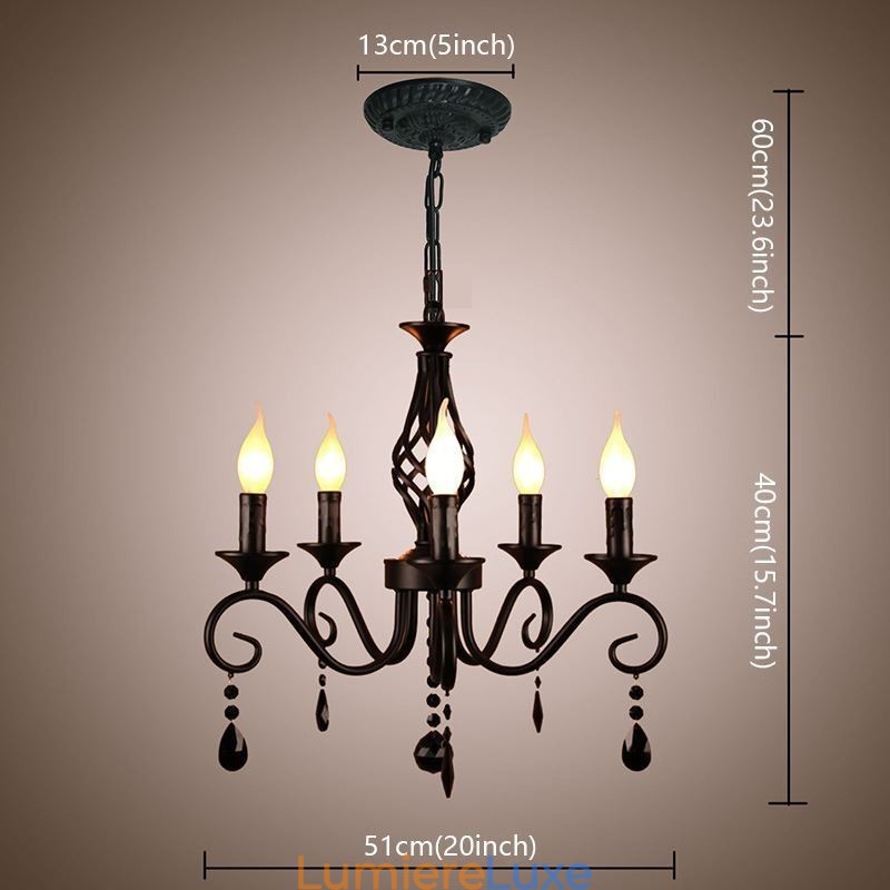 Lustre rustique en fer forgé 5 lumières