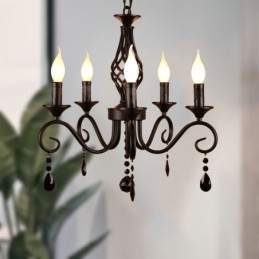Lustre rustique en fer forgé 5 lumières