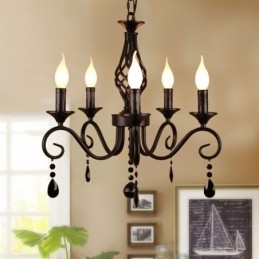 Lustre rustique en fer forgé 5 lumières