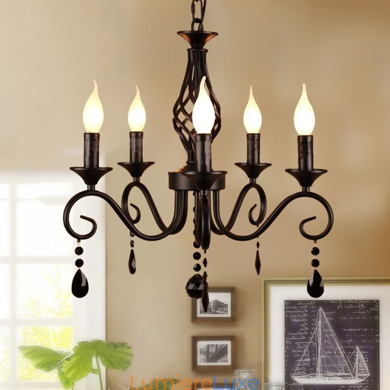 Lustre rustique en fer forgé 5 lumières