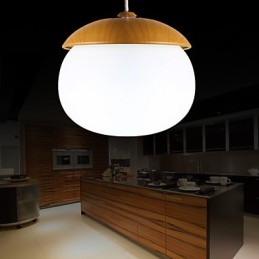 Lustre en bois et bambou de style mini contemporain moderne