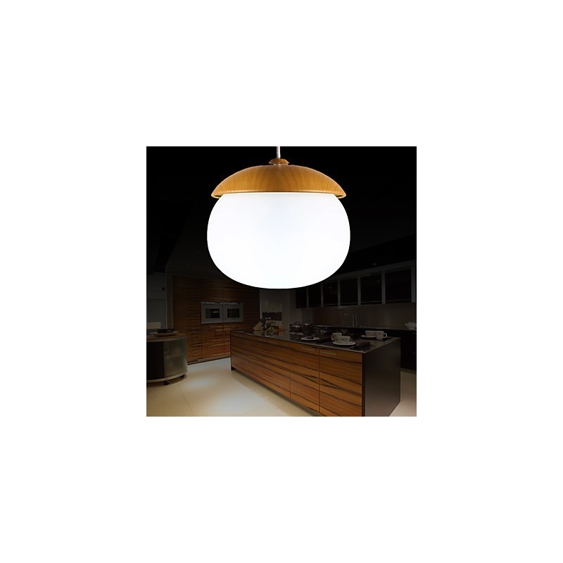 Lustre en bois et bambou de style mini contemporain moderne