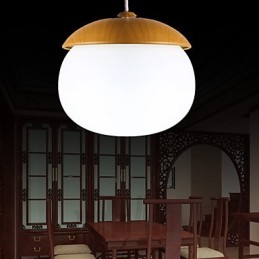 Lustre en bois et bambou de style mini contemporain moderne