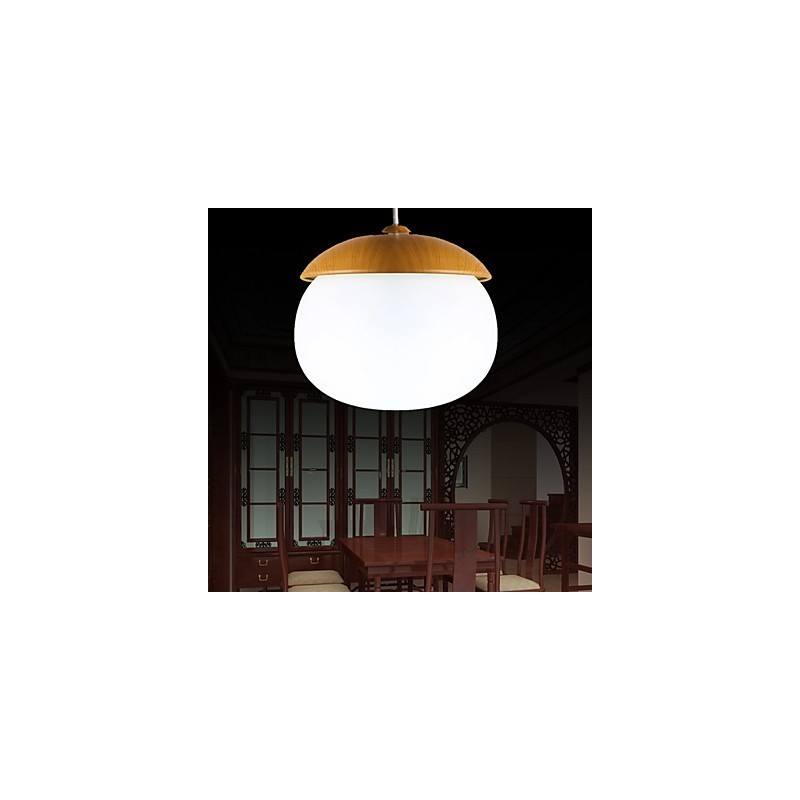Lustre en bois et bambou de style mini contemporain moderne