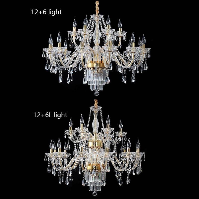 Grand lustre en cristal, suspension classique européenne