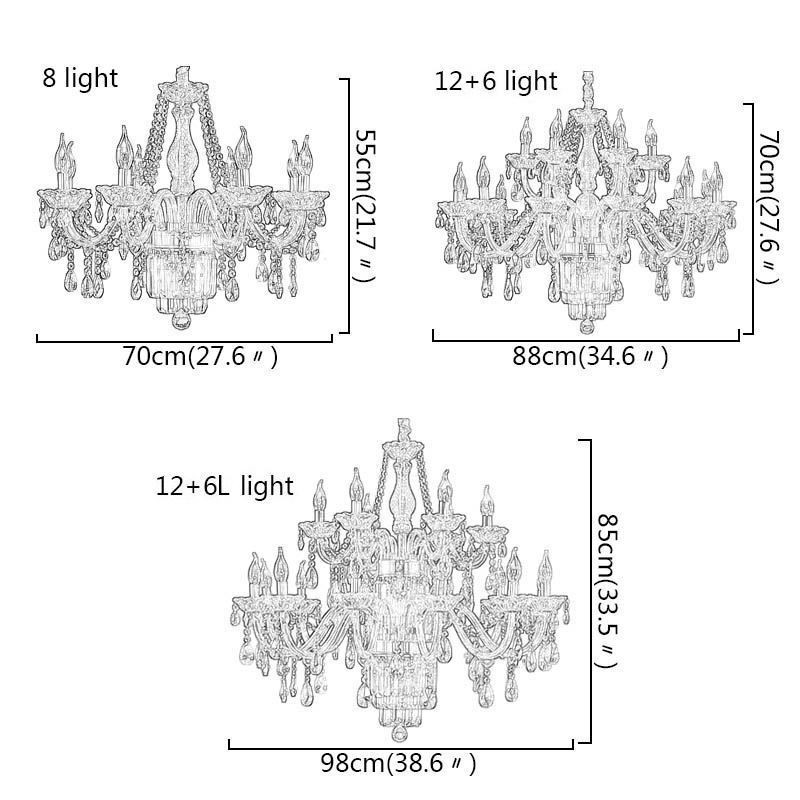 Grand lustre en cristal, suspension classique européenne