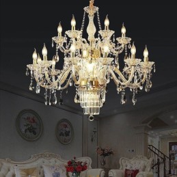 Grand lustre en cristal, suspension classique européenne