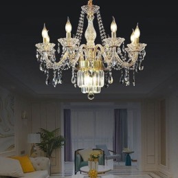 Grand lustre en cristal, suspension classique européenne