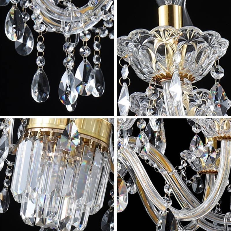 Grand lustre en cristal, suspension classique européenne