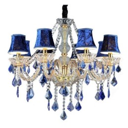 Lustre européen en cristal de luxe, suspension bleue