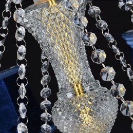 Lustre européen en cristal de luxe, suspension bleue
