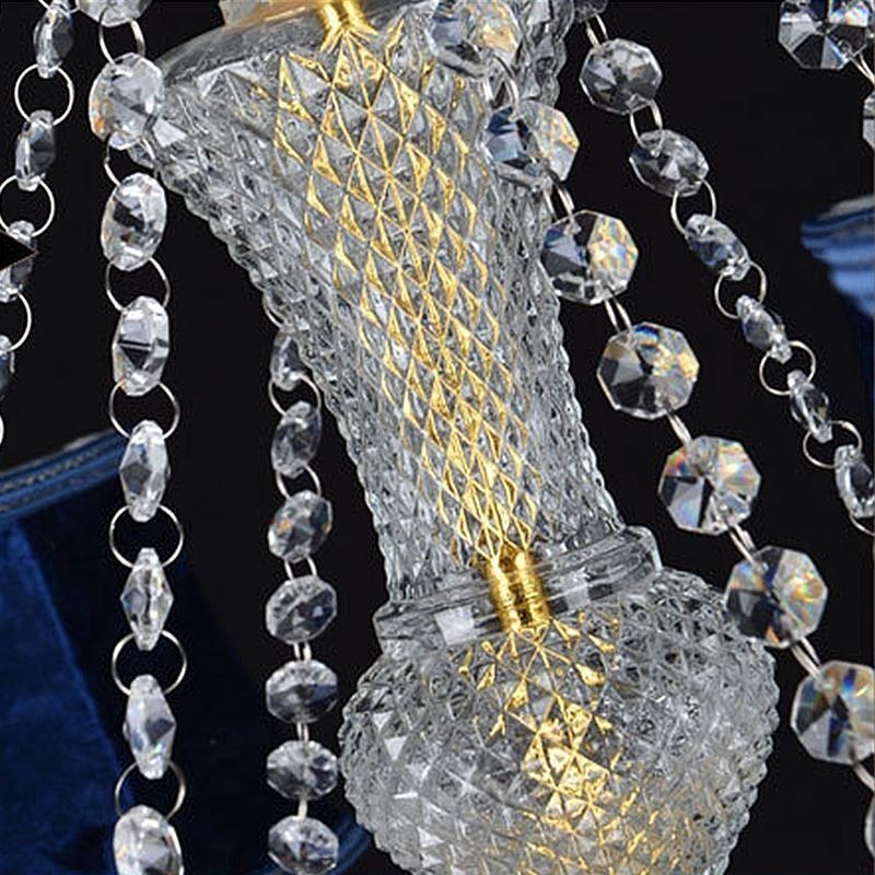 Lustre européen en cristal de luxe, suspension bleue
