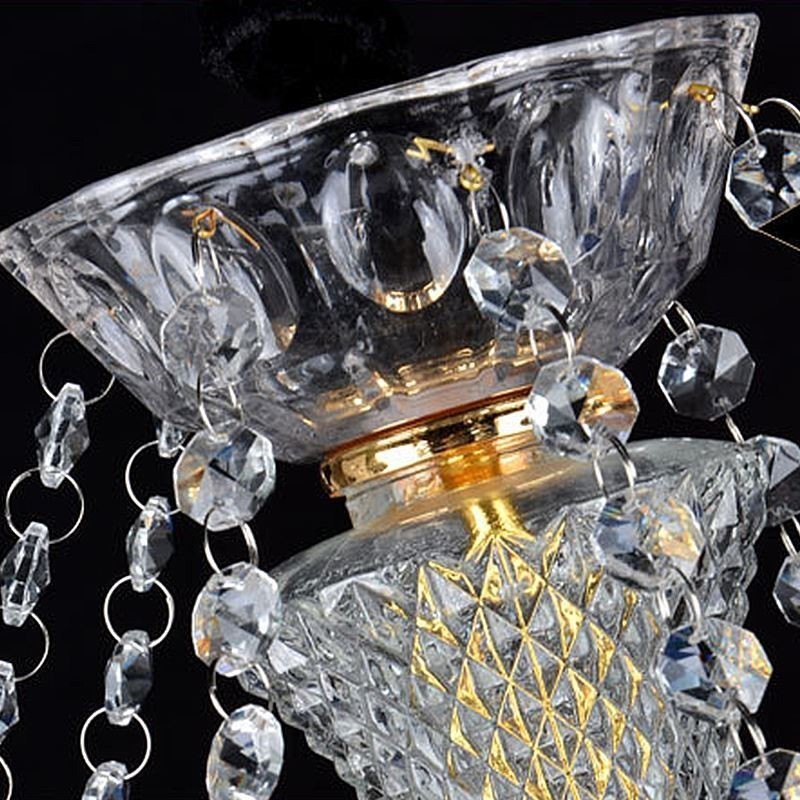 Lustre européen en cristal de luxe, suspension bleue