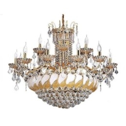 Grand lustre en cristal de luxe, plafonnier européen doré