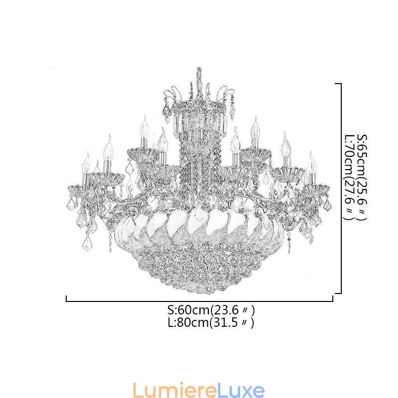 Grand lustre en cristal de luxe, plafonnier européen doré