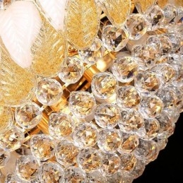 Grand lustre en cristal de luxe, plafonnier européen doré
