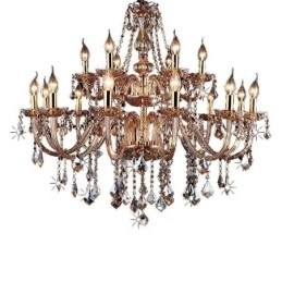 Lustre européen en cristal élégant et grand modèle, ambre