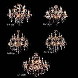 Lustre européen en cristal élégant et grand modèle, ambre
