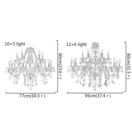 Lustre européen en cristal élégant et grand modèle, ambre