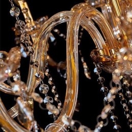 Lustre européen en cristal élégant et grand modèle, ambre