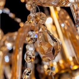 Lustre européen en cristal élégant et grand modèle, ambre
