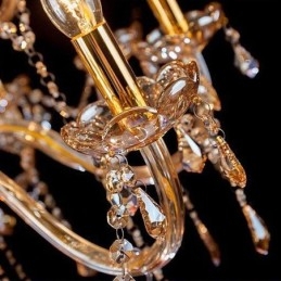Lustre européen en cristal élégant et grand modèle, ambre