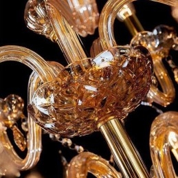 Lustre européen en cristal élégant et grand modèle, ambre