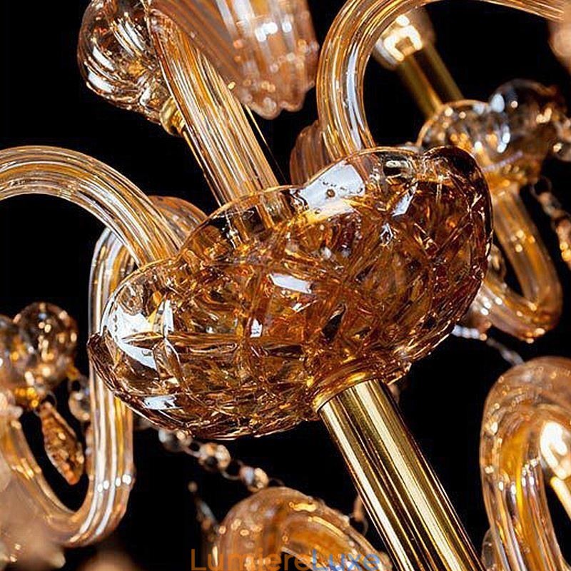 Lustre européen en cristal élégant et grand modèle, ambre