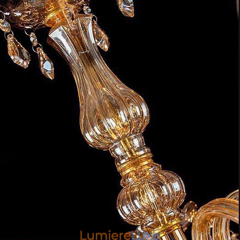 Lustre européen en cristal élégant et grand modèle, ambre