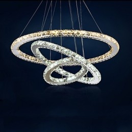 Lampes suspendues en cristal K9 ambré et transparent, éclairage avec 3 anneaux