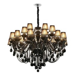 Lustre en cristal de luxe de style européen, suspension noire