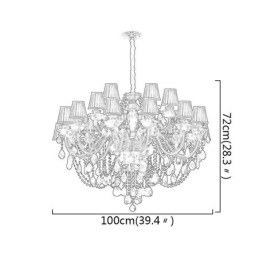 Lustre en cristal de luxe de style européen, suspension noire