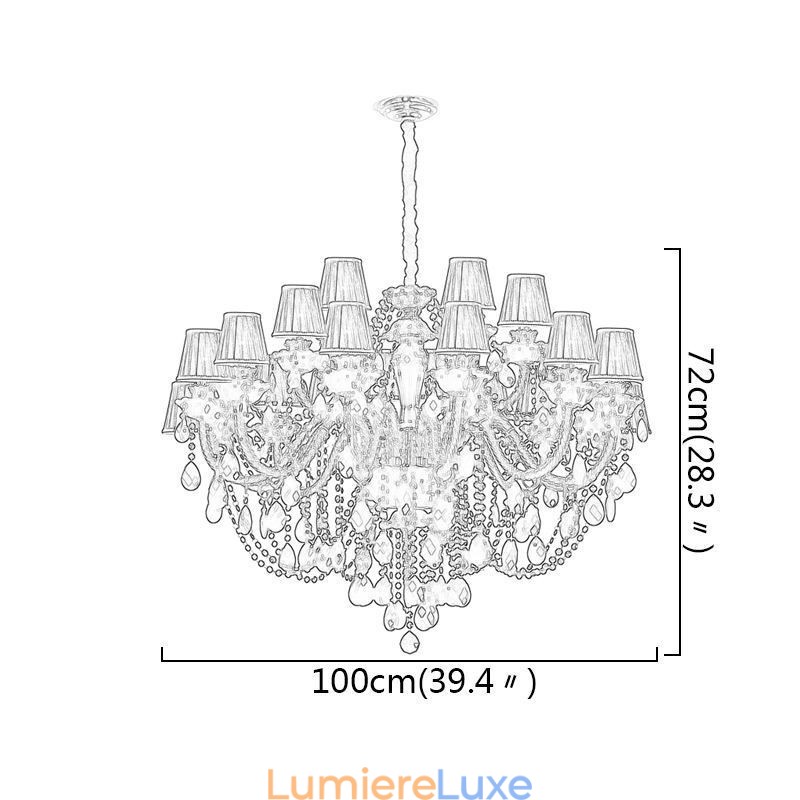 Lustre en cristal de luxe de style européen, suspension noire