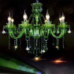 Lustre en cristal vert de style européen avec suspension en forme de bougie
