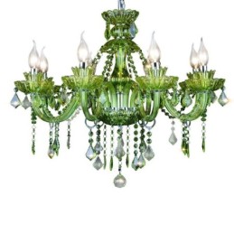 Lustre en cristal vert de style européen avec suspension en forme de bougie