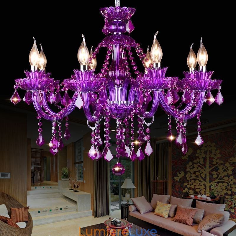 Lustre européen élégant en cristal violet