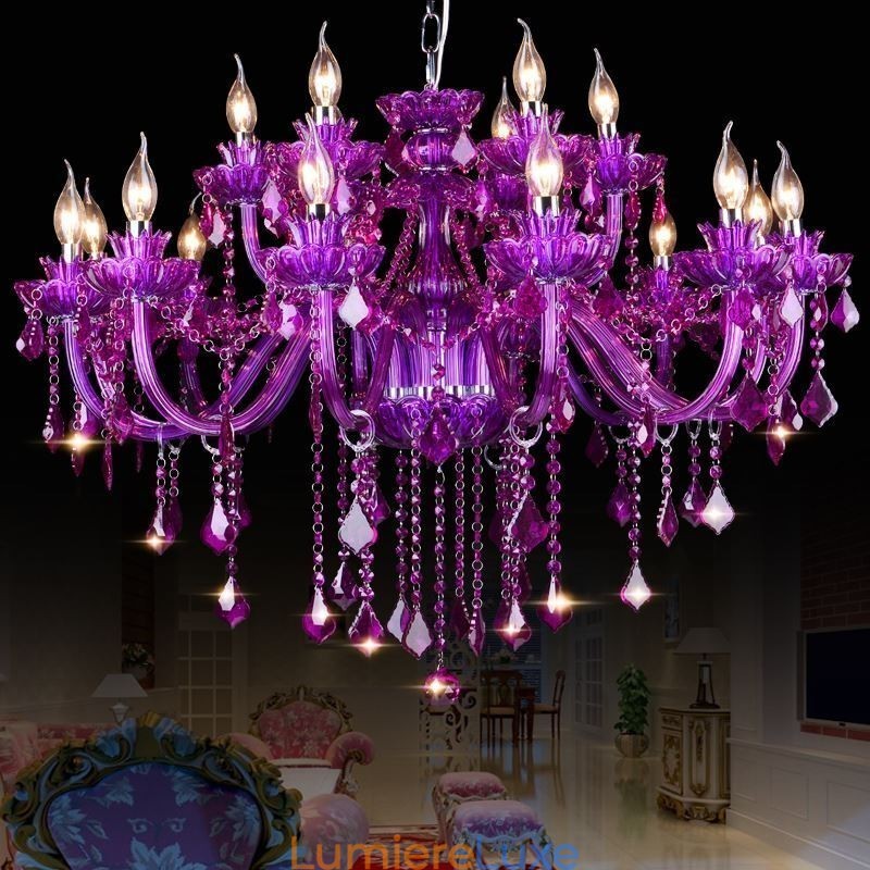 Lustre européen élégant en cristal violet