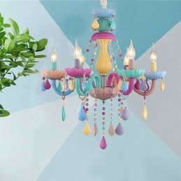 Lustre européen en cristal coloré Macaron
