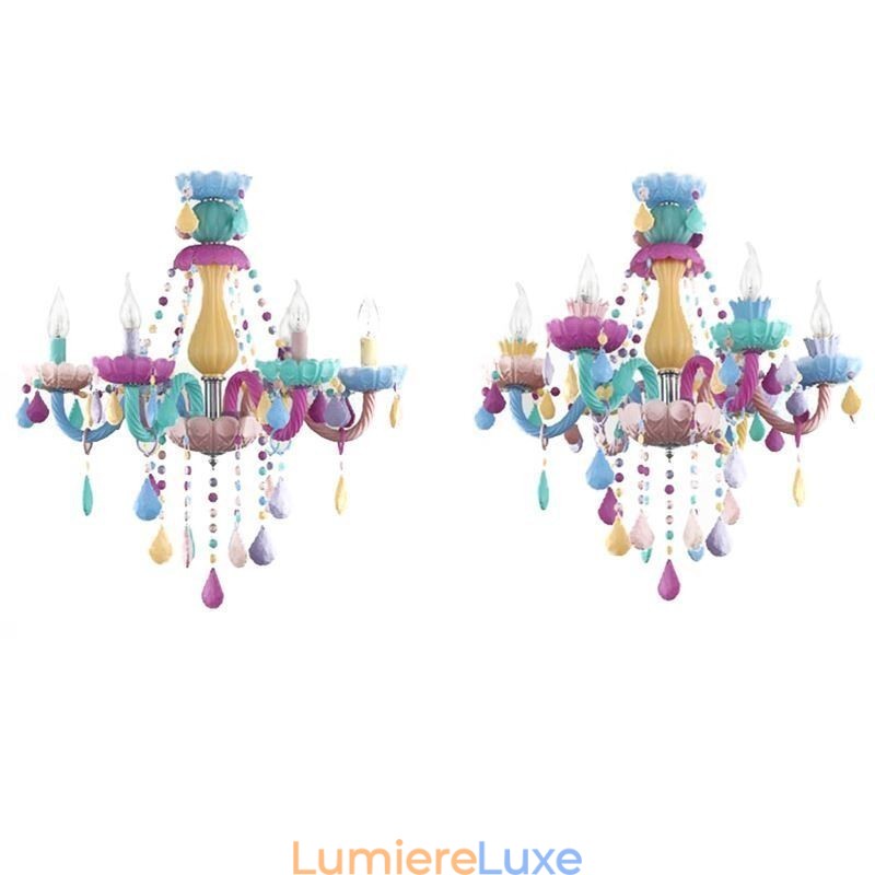 Lustre européen en cristal coloré Macaron