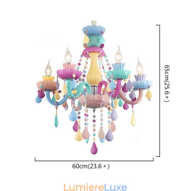 Lustre européen en cristal coloré Macaron