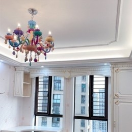 Lustre européen en cristal coloré Macaron