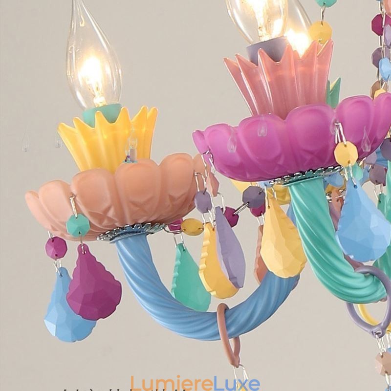 Lustre européen en cristal coloré Macaron