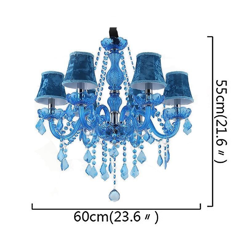 Lustre en cristal bleu de style européen, suspension unique