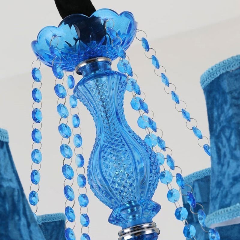 Lustre en cristal bleu de style européen, suspension unique