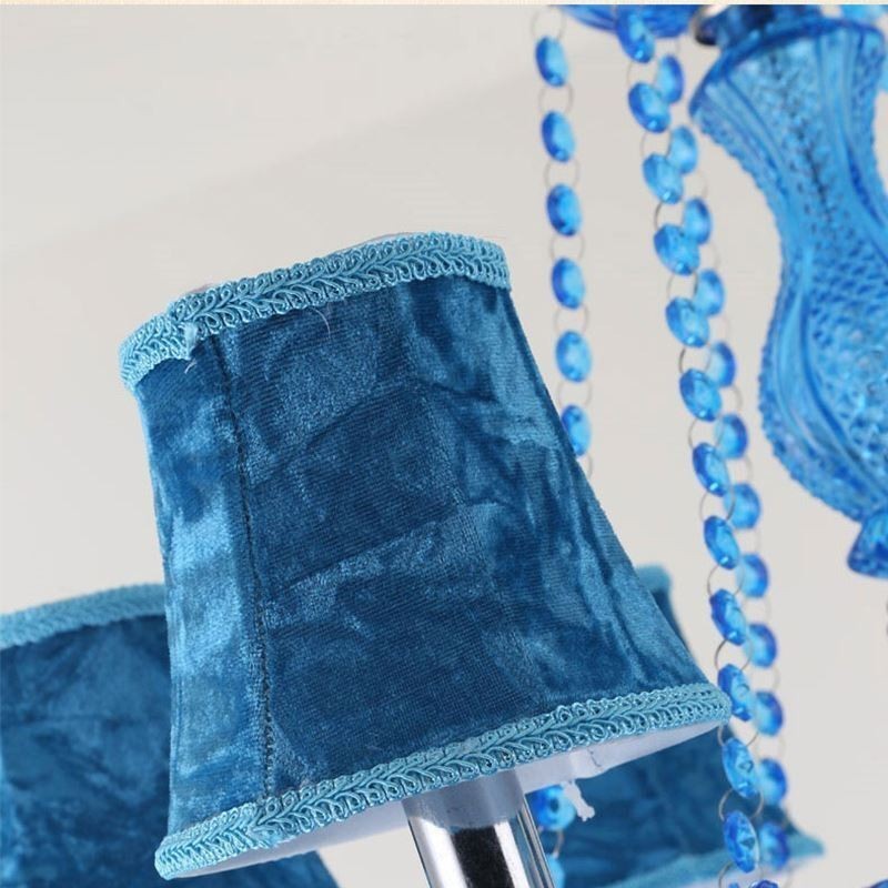 Lustre en cristal bleu de style européen, suspension unique