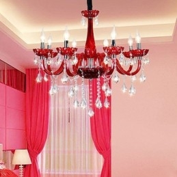 Lustre en cristal européen moderne de couleur rouge