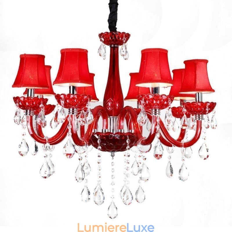 Lustre en cristal européen moderne de couleur rouge